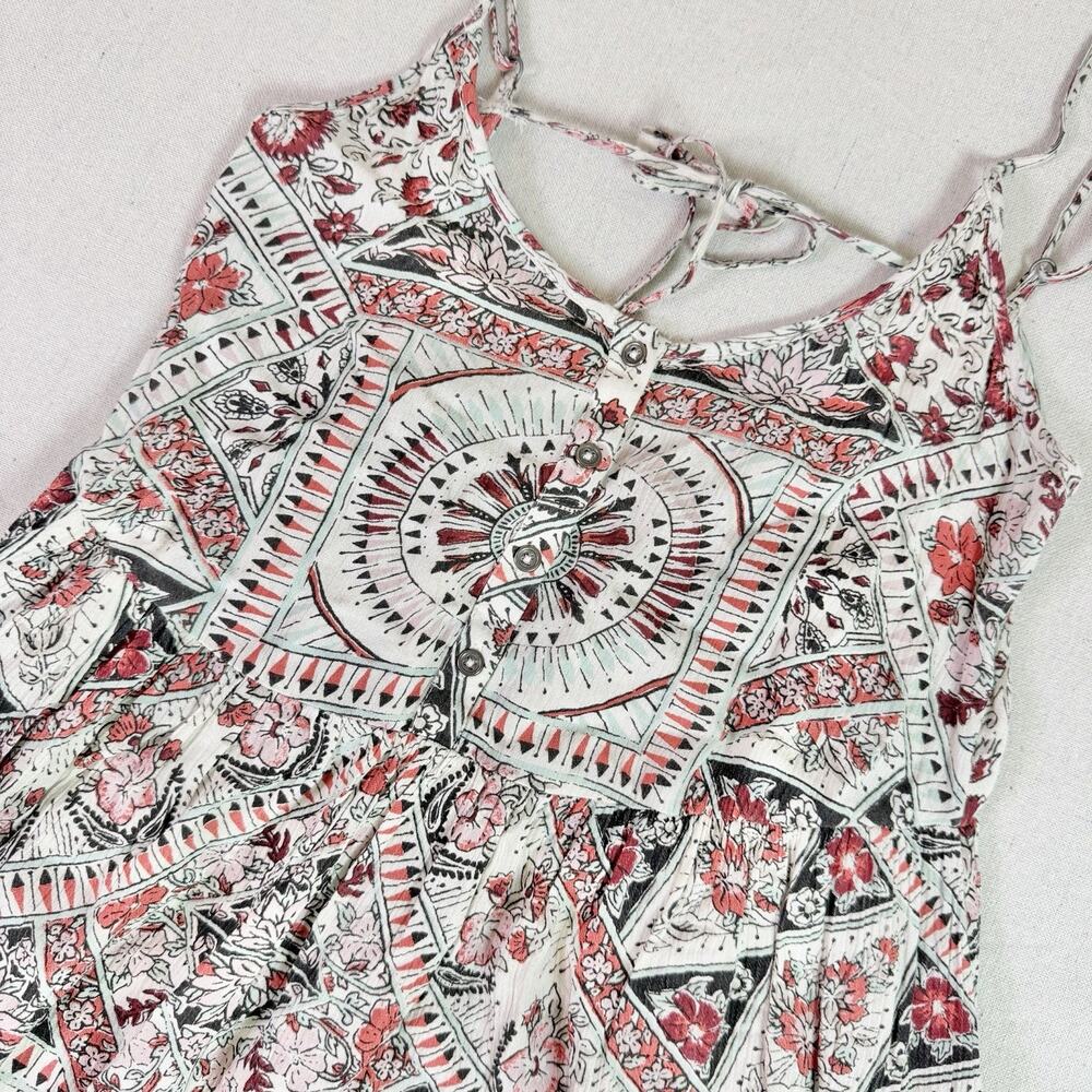 Vintage Y2K Billabong Mini Dress Women's S Paisley Strappy Boho Festival Flowy